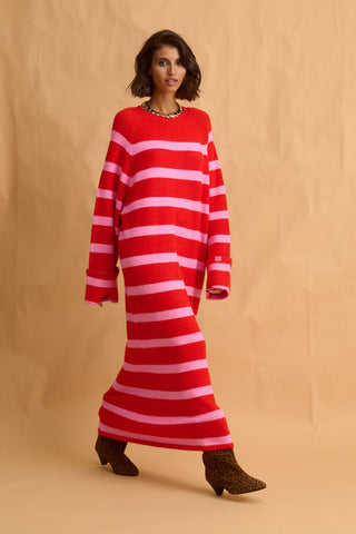 karavan clothing fashion fall winter 25 homecoming collection amira knitted dress pink red stripes