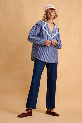 karavan clothing fashion fall winter 25 homecoming collection anais shirt blue stripes
