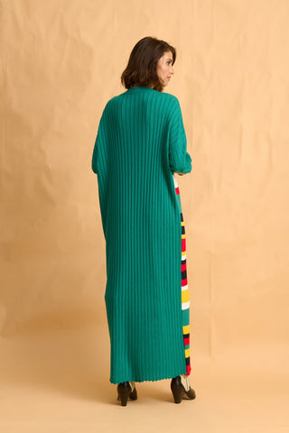 karavan clothing fashion fall winter 25 homecoming collection ariadne knitted dress green yellow black stripes