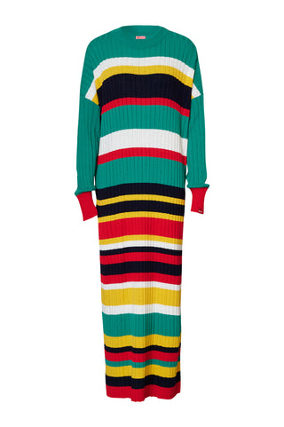 karavan clothing fashion fall winter 25 homecoming collection ariadne knitted dress green yellow black stripes