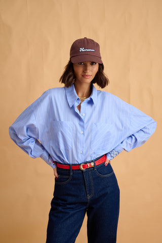 karavan clothing fashion fall winter 25 homecoming collection ariana shirt blue