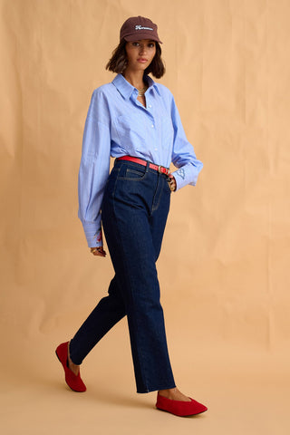 karavan clothing fashion fall winter 25 homecoming collection ariana shirt blue