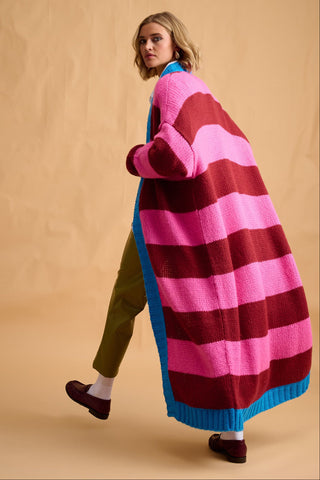 karavan clothing fashion fall winter 25 homecoming collection carmen cardigan bordeaux pink turquoise stripes