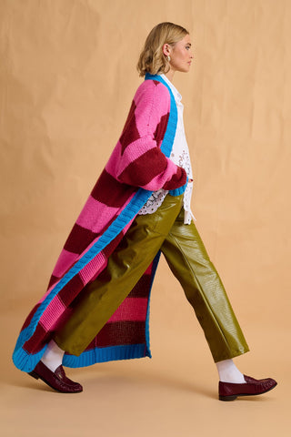 karavan clothing fashion fall winter 25 homecoming collection carmen cardigan bordeaux pink turquoise stripes