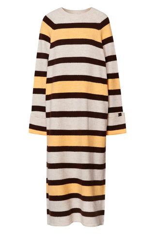 karavan clothing fashion fall winter 25 homecoming krvn collection aspen knitted dress black lemon stripes