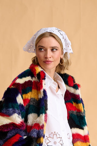 karavan clothing fashion fall winter 25 homecoming collection bonnie headscarf white lace