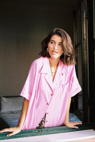 karavan clothing fashion spring summer 26 nai special issue collection zinnia shirt pink stripes