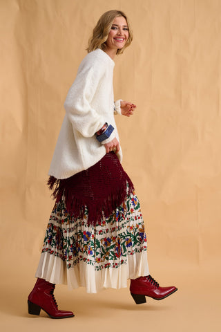 karavan clothing fashion fall winter 25 homecoming collection sandra scarf bordeaux