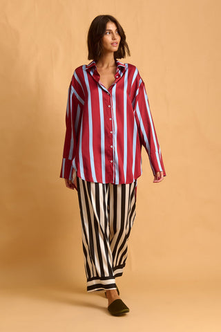 karavan clothing fashion fall winter 25 homecoming homeware collection burgundy stripes shirt