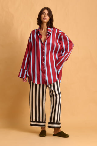 karavan clothing fashion fall winter 25 homecoming homeware collection burgundy stripes shirt