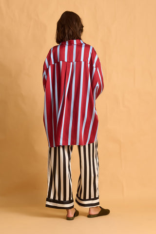 karavan clothing fashion fall winter 25 homecoming homeware collection burgundy stripes shirt