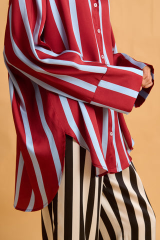 karavan clothing fashion fall winter 25 homecoming homeware collection burgundy stripes shirt