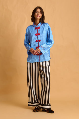 karavan clothing fashion fall winter 25 homecoming homeware collection mandarin shirt light blue