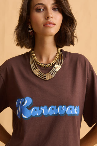 karavan clothing fashion fall winter 25 homecoming collection blake tee brown logo