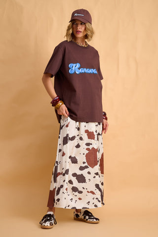karavan clothing fashion fall winter 25 homecoming collection wesley skirt cow brown