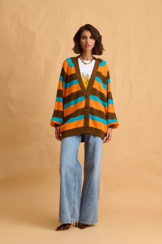 karavan clothing fashion fall winter 25 homecoming collection janice cardigan brown orange