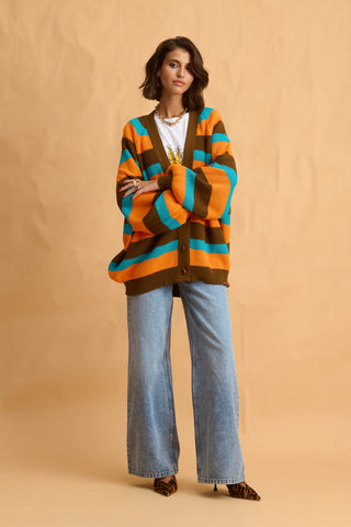 karavan clothing fashion fall winter 25 homecoming collection janice cardigan brown orange