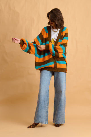 karavan clothing fashion fall winter 25 homecoming collection janice cardigan brown orange