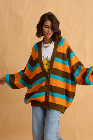 karavan clothing fashion fall winter 25 homecoming collection janice cardigan brown orange