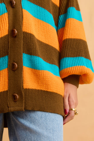 karavan clothing fashion fall winter 25 homecoming collection janice cardigan brown orange