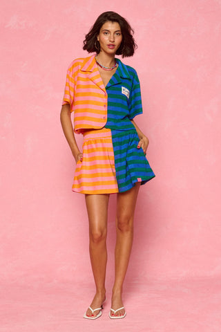 karavan clothing fashion spring summer 26 nai weekendwear collection maribel crop shirt orange pink green blue lines