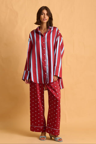 karavan clothing fashion fall winter 25 homecoming homeware collection burgundy pants light blue dots