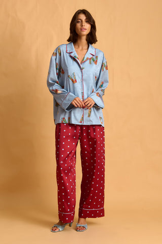 karavan clothing fashion fall winter 25 homecoming homeware collection burgundy pants light blue dots