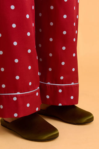 karavan clothing fashion fall winter 25 homecoming homeware collection burgundy pants light blue dots