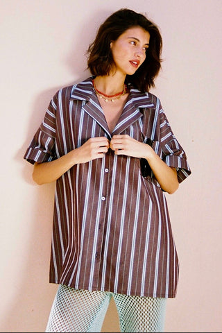 karavan clothing fashion spring summer 26 nai special issue collection zinnia shirt brown stripes