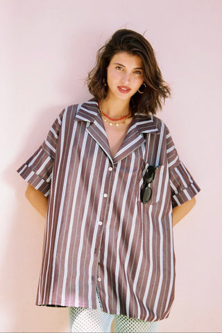karavan clothing fashion spring summer 26 nai special issue collection zinnia shirt brown stripes