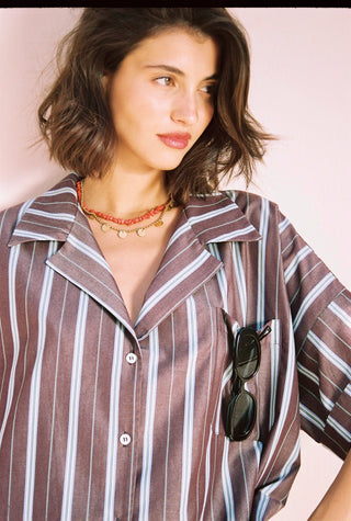 karavan clothing fashion spring summer 26 nai special issue collection zinnia shirt brown stripes