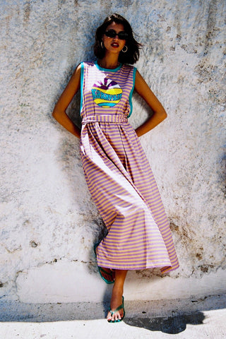 karavan clothing fashion spring summer 26 nai special issue collection nadia dress orange purple lines