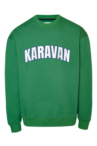 karavan clothing fashion fall winter 25 homecoming men collection adriel sweater crewneck green logo