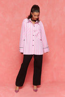 karavan fall winter 26' collection maxine shirt pink stripes