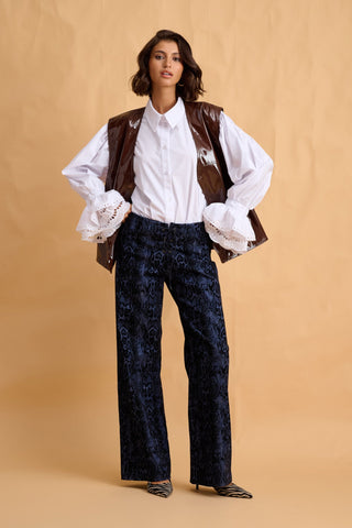 karavan clothing fashion fall winter 25 homecoming collection yvette trousers blue snake 