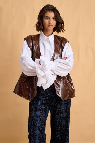 karavan clothing fashion fall winter 25 homecoming collection aella vest brown