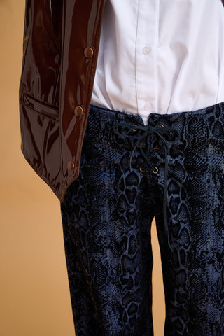 karavan clothing fashion fall winter 25 homecoming collection yvette trousers blue snake 
