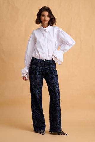 karavan clothing fashion fall winter 25 homecoming collection yvette trousers blue snake 