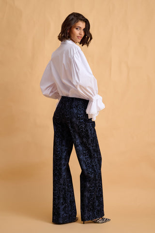 karavan clothing fashion fall winter 25 homecoming collection yvette trousers blue snake 