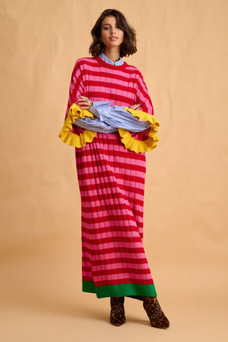 karavan clothing fashion fall winter 25 homecoming collection casey knitted dress pink red stripes