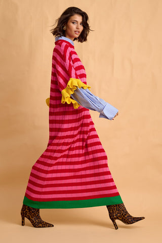 karavan clothing fashion fall winter 25 homecoming collection casey knitted dress pink red stripes