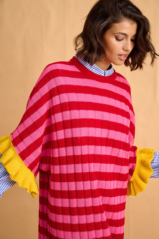 karavan clothing fashion fall winter 25 homecoming collection casey knitted dress pink red stripes