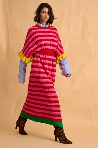 karavan clothing fashion fall winter 25 homecoming collection casey knitted dress pink red stripes