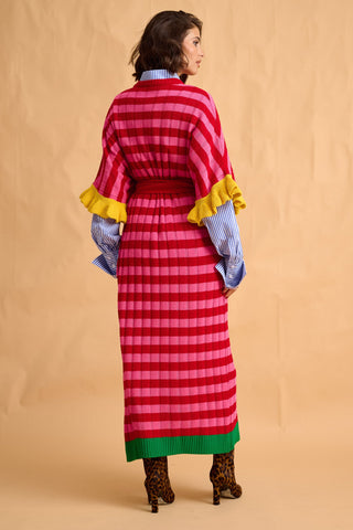 karavan clothing fashion fall winter 25 homecoming collection casey knitted dress pink red stripes