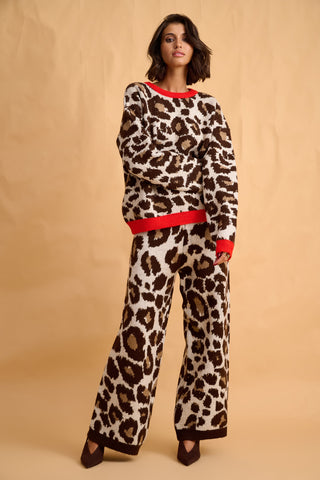 karavan clothing fashion fall winter 25 homecoming collection juno knitted trousers leopard