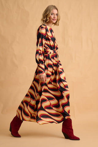 karavan clothing fashion fall winter 25 homecoming collection cate dress abstract bordeaux yellow