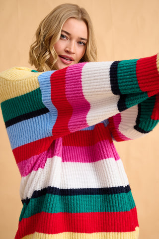 karavan clothing fashion fall winter 25 homecoming collection celenia pullover multicolor stripes