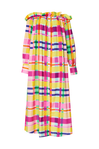 karavan clothing fashion spring summer 26 nai collection ceyda dress checked magenta green yellow