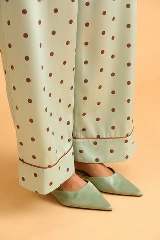 karavan clothing fashion fall winter 25 homecoming homeware collection mint pants brown dots