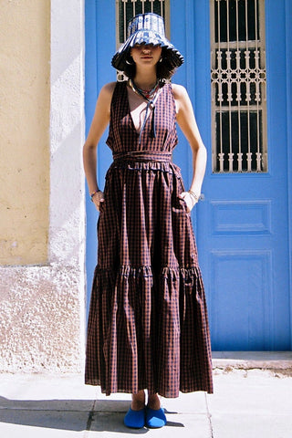 karavan clothing fashion spring summer 26 nai special issue collection victoria dress brown checked